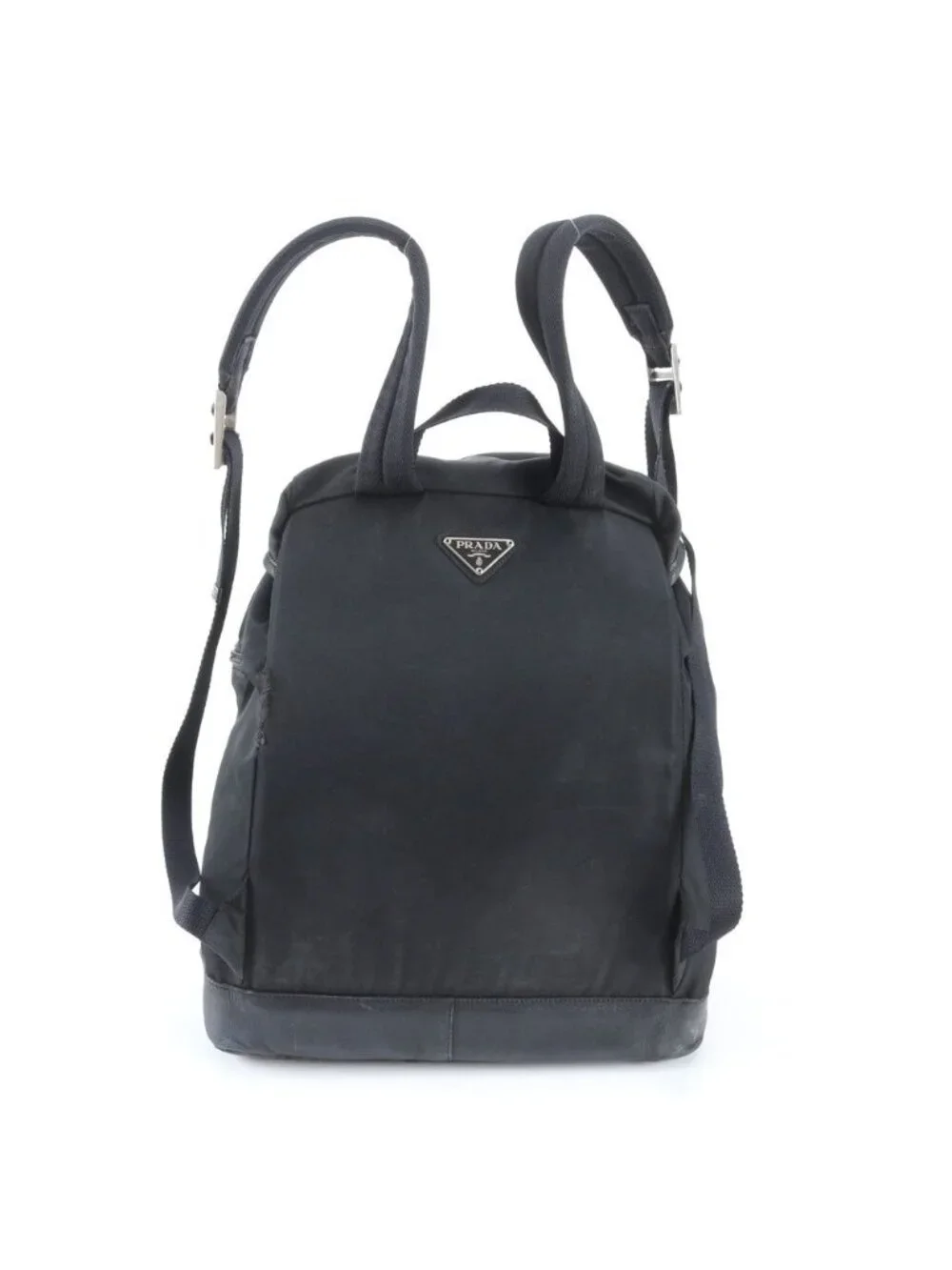 Prada Tessuto Nylon Leather Backpack Shoulder Bag Black